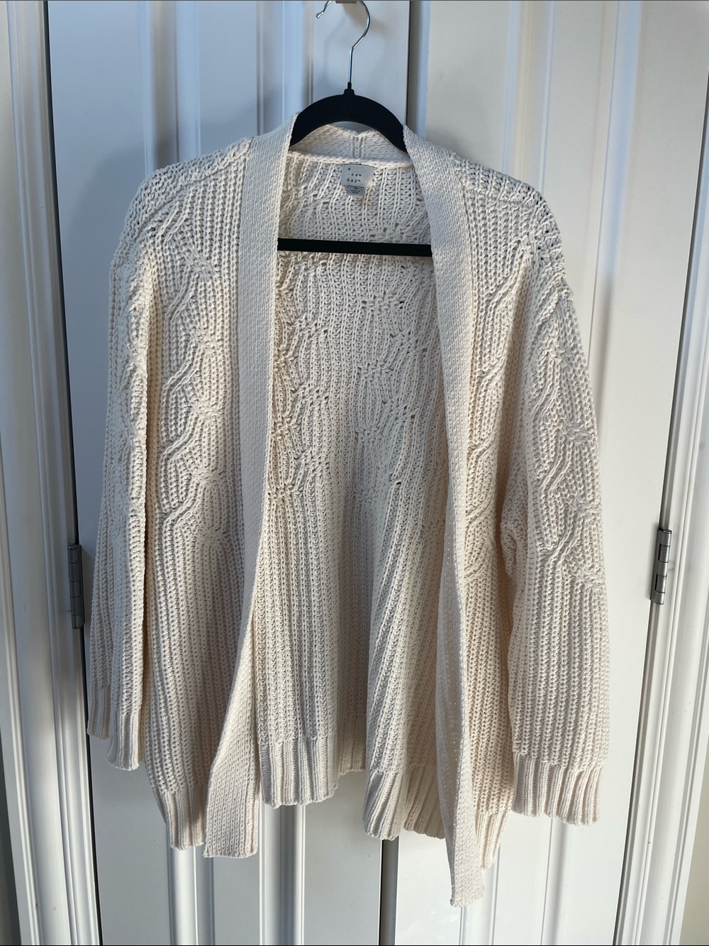 a new day Soft Cream Open-Front Cable Knit Cardigan